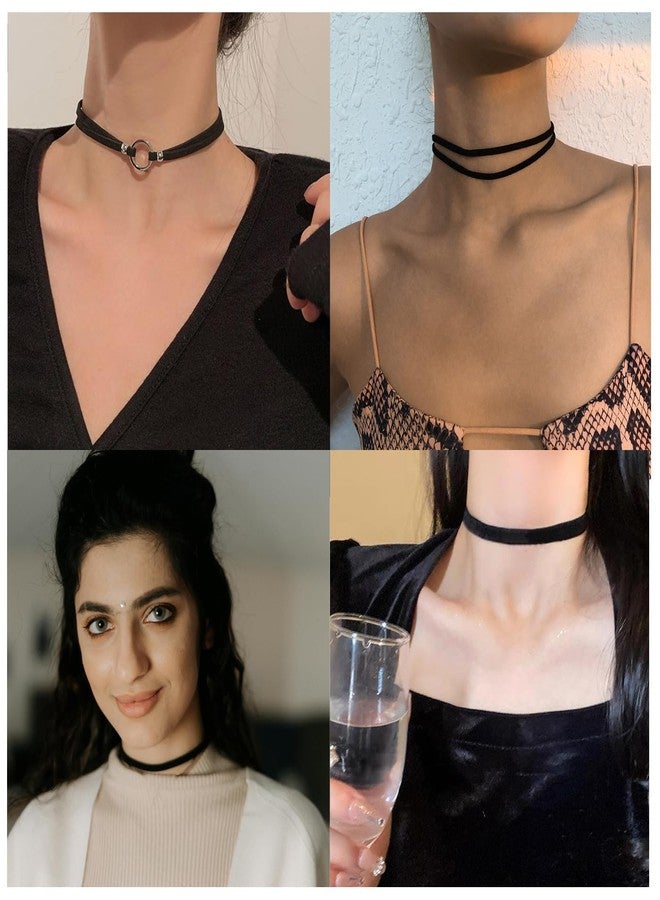 PINCHUAN 4PCS Black Choker Necklace for Women Velvet Choker Heart Pendant Necklace Classic Lace Choker Necklaces Gothic Lace Chokers Choker Gifts-4PCS Black/B - Image 5
